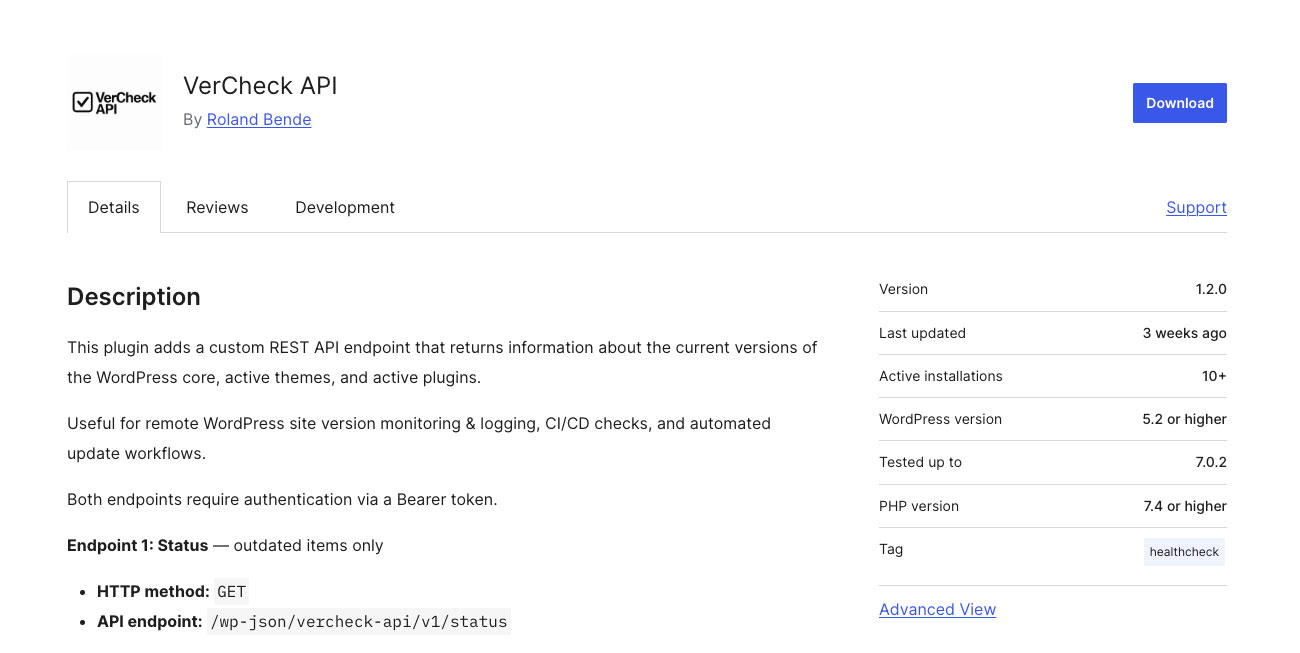 VerCheck API: A WordPress Plugin for Remote Version Monitoring